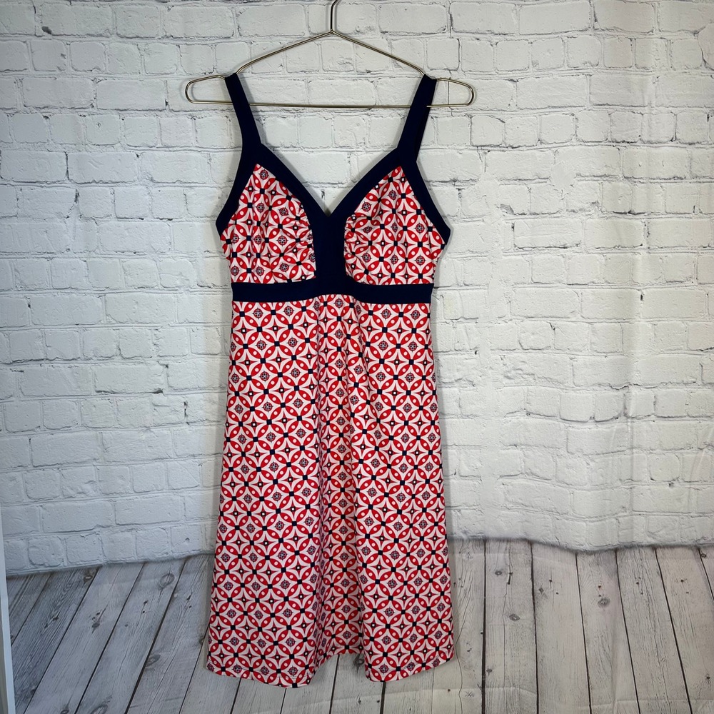Patagonia Minette Dress Womens Medium Red‎ Blue Geometric Strappy Back 58940